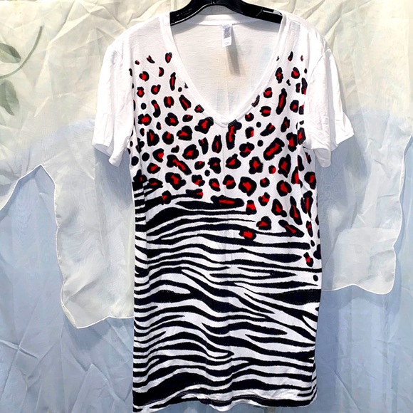 MAC & BELLE POLY/RAYON TEE-SHIRT DRESS SZ L - Picture 1 of 7